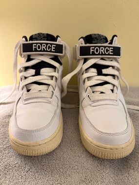 Nike White AF-1 High-top Sneakers with Cream Sole